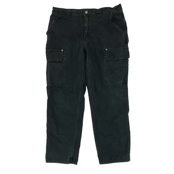 Duluth Trading Co Flex Fire Hose Cargo Pants Mens 36x32 (35x29) Black Utility - Picture 1 of 11